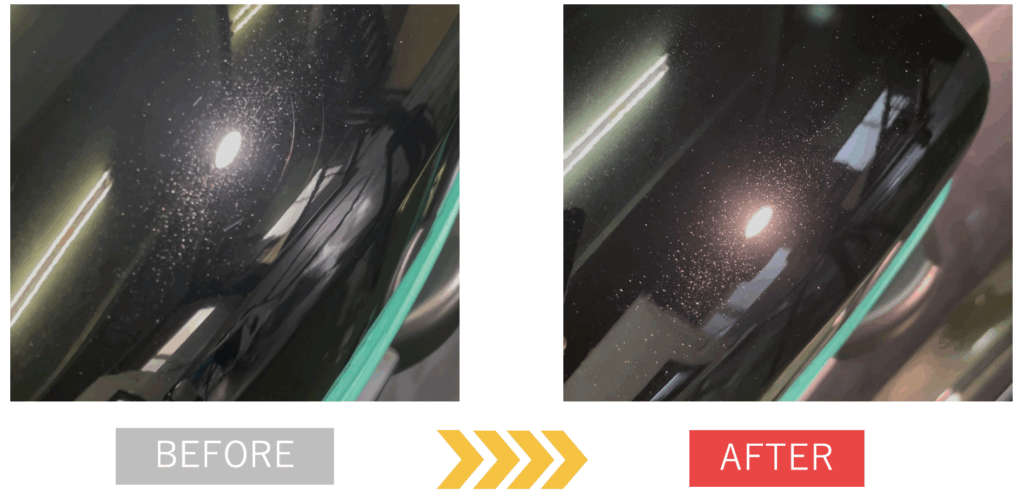 研磨前と後のサイドミラーカバー